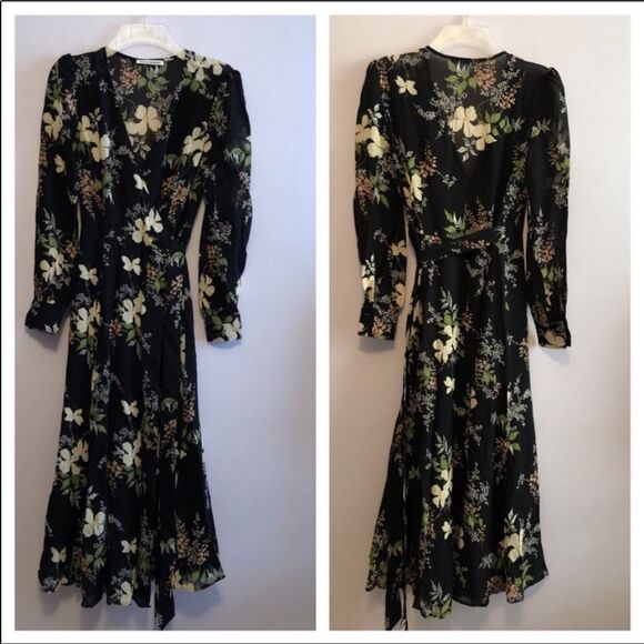 NWT Reformation Susanna Long Sleeve Wrap Midi Dress in Isabella - Picture 1 of 9